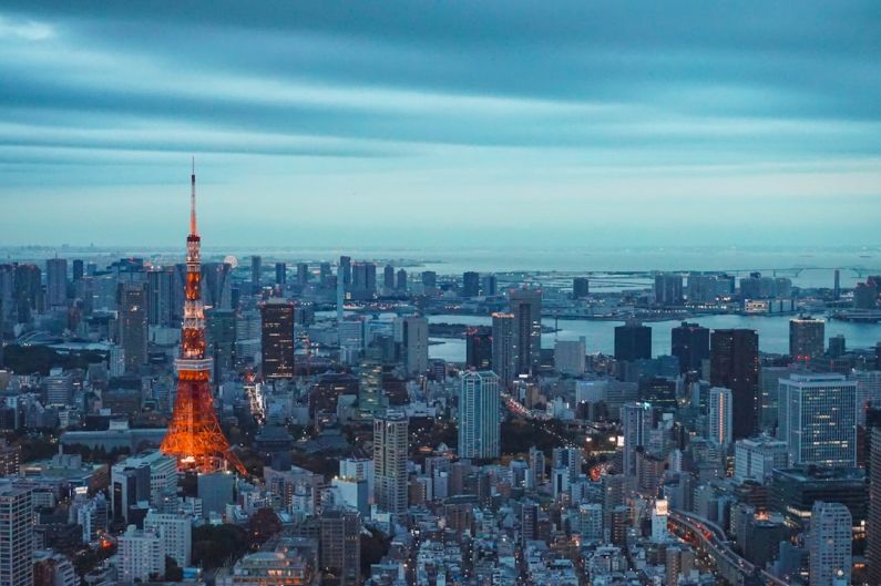 Tokyo Skyline - Eiffel Tower, Paris during dusk