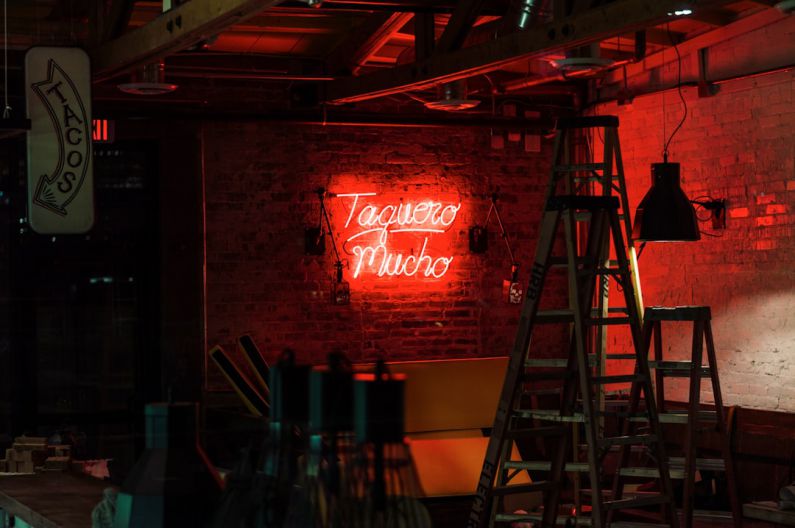 Tacos Street - red taquero mucho neon signage