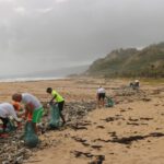 Volunteering - people picking garbage near beach